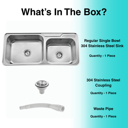 Regular Series Double Bowl 304 Grade Kitchen Sink (42" x 20" x 8")