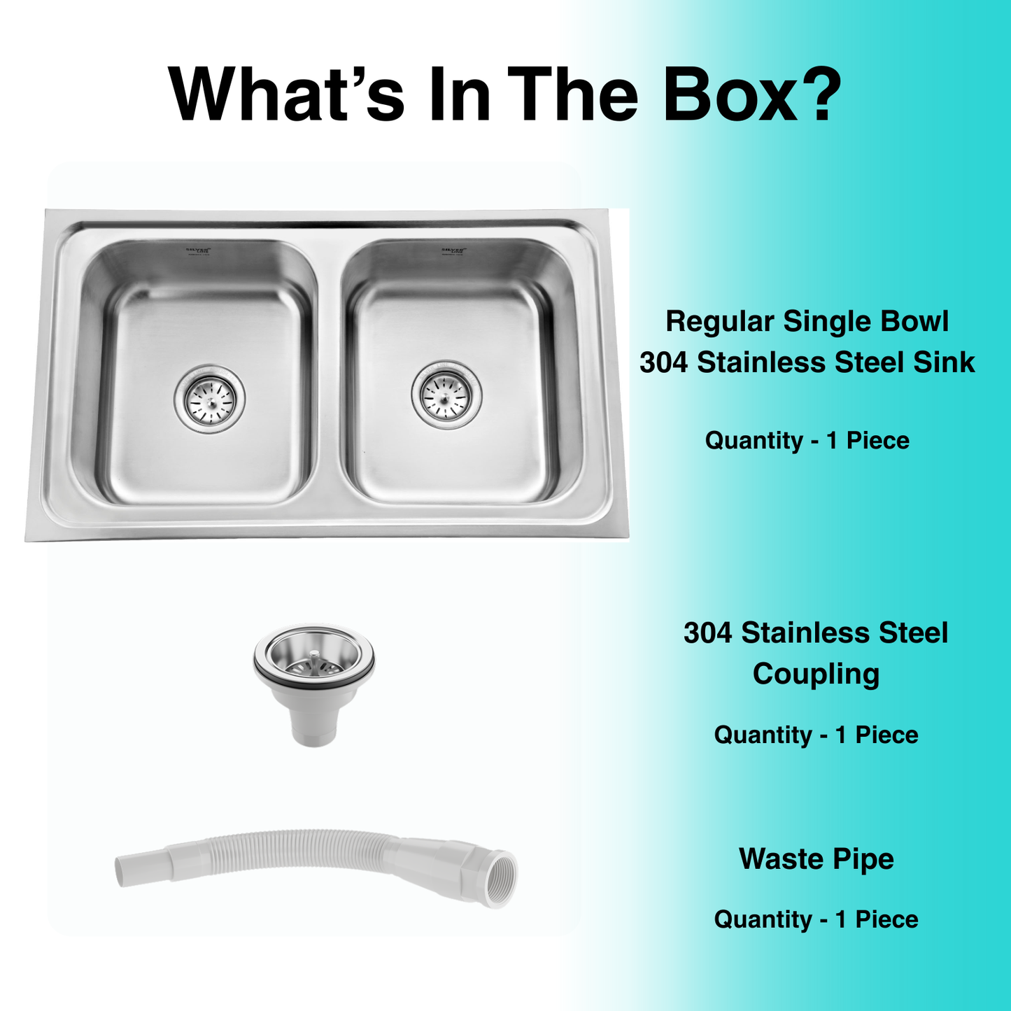 Regular Series Double Bowl 304 Grade Kitchen Sink (34" x 20" x 8")