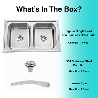 Regular Series Double Bowl 304 Grade Kitchen Sink (34" x 20" x 8")