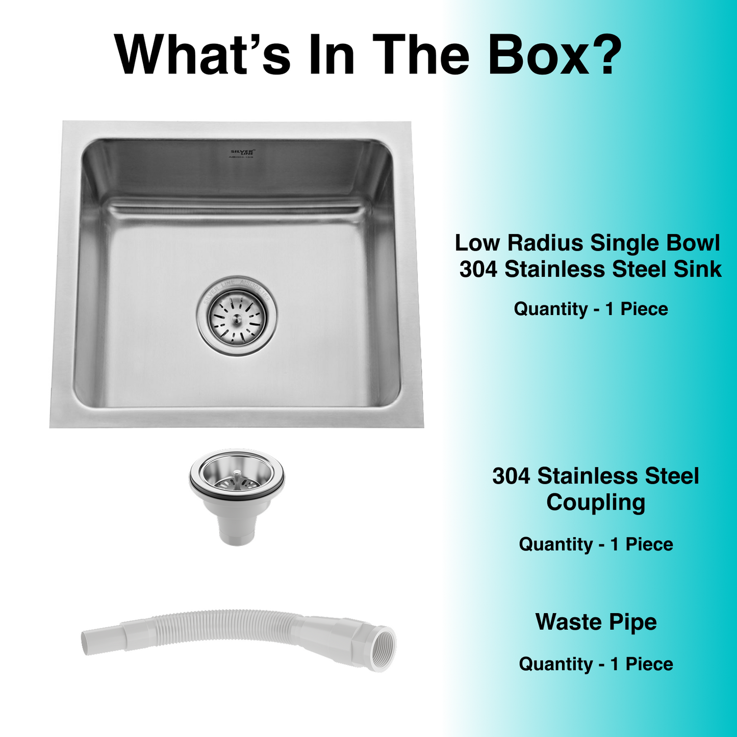 Low Radius Single Bowl 304 Grade Kitchen Sink (18" x 16" x 9")