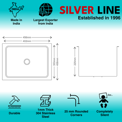 Low Radius Single Bowl 304 Grade Kitchen Sink (18" x 16" x 9")