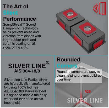 Low Radius Double Bowl 304 Grade Kitchen Sink (31" x 18" x 9")