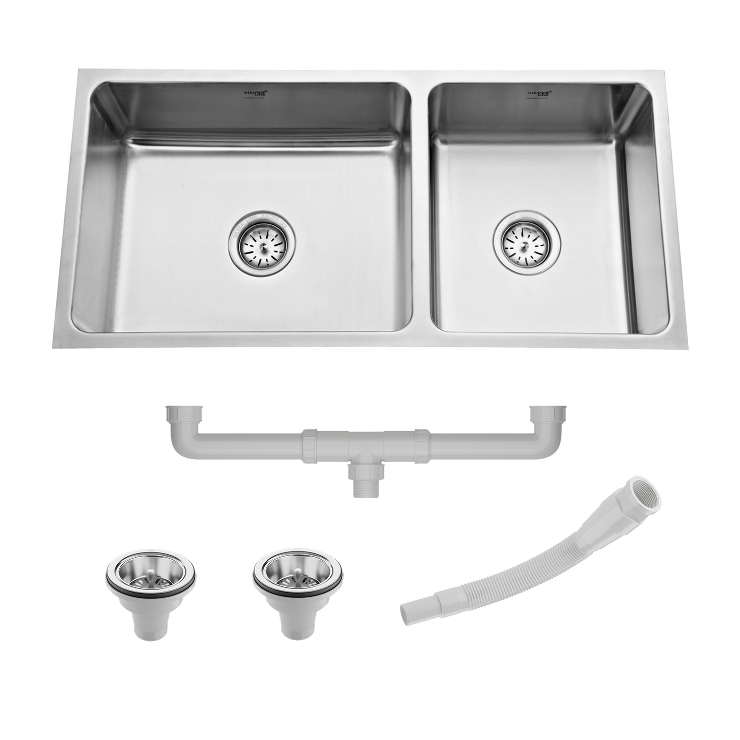 Low Radius Double Bowl 304 Grade Kitchen Sink (37" x 18" x 9")