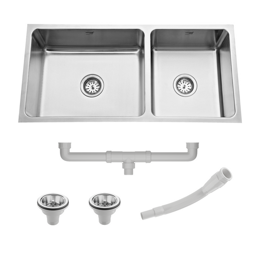 Low Radius Double Bowl 304 Grade Kitchen Sink (37" x 18" x 9")