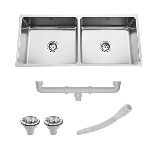 Low Radius Double Bowl 304 Grade Kitchen Sink (43" x 18" x 9")