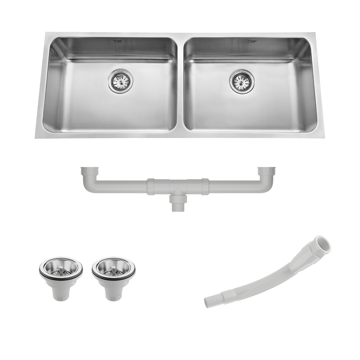 Low Radius Double Bowl 304 Grade Kitchen Sink (45" x 18" x 9")