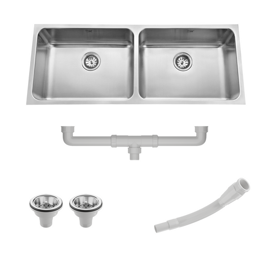 Low Radius Double Bowl 304 Grade Kitchen Sink (45" x 18" x 9")