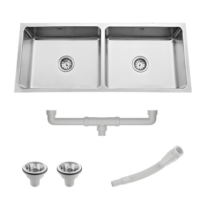 Low Radius Double Bowl 304 Grade Kitchen Sink (45" x 20" x 10")