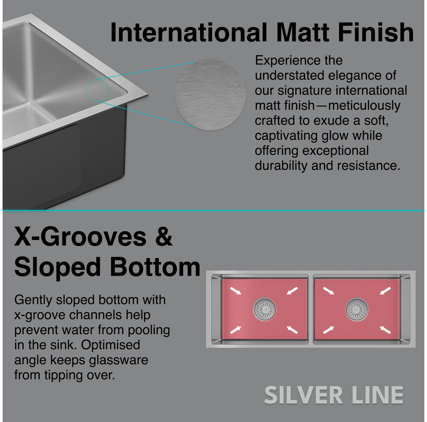 Diamond Cut Low Radius Single Bowl 304 Grade Kitchen Sink (24" x 18" x 10")