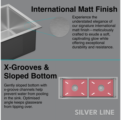 Diamond Cut Low Radius Single Bowl 304 Grade Kitchen Sink (24" x 18" x 10")