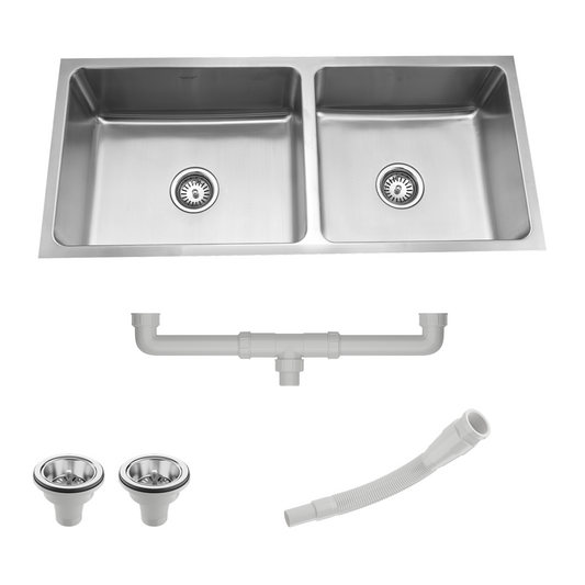 Low Radius Double Bowl 304 Grade Kitchen Sink (37" x 18" x 9")