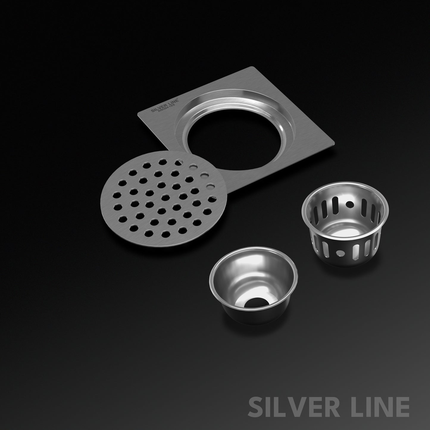 Round Floor Drain with Cockroach Trap (5" x 5") | SS 304 | Gloss Finish | For Bathroom, Kitchen, Balcony - Silver Line