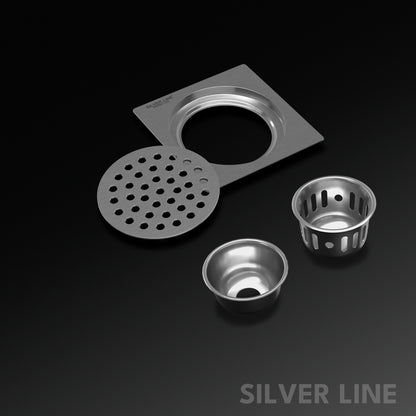 Round Floor Drain with Cockroach Trap (5" x 5") | SS 304 | Gloss Finish | For Bathroom, Kitchen, Balcony - Silver Line