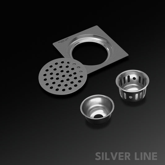 Round Floor Drain with Cockroach Trap (5" x 5") | SS 304 | Gloss Finish | For Bathroom, Kitchen, Balcony - Silver Line