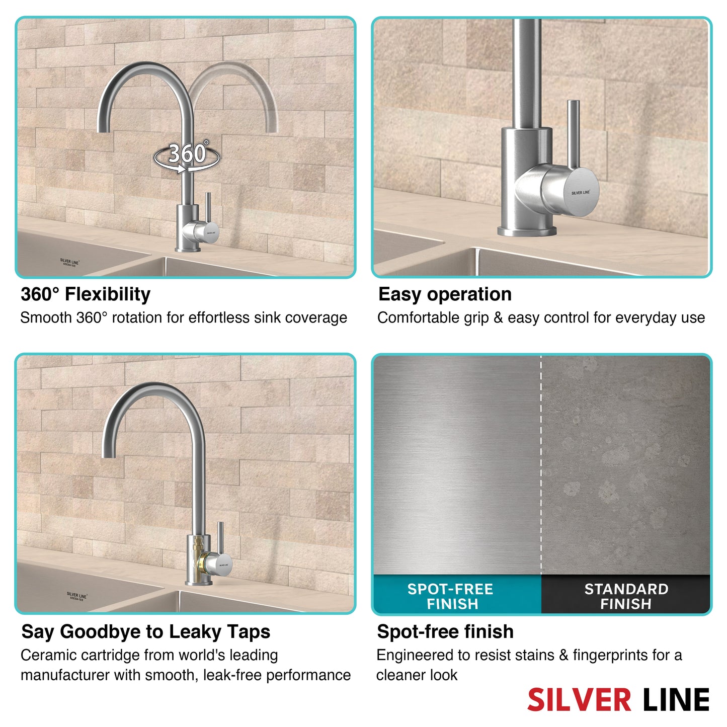 Kitchen Sink Mixture Faucet - Silver Line