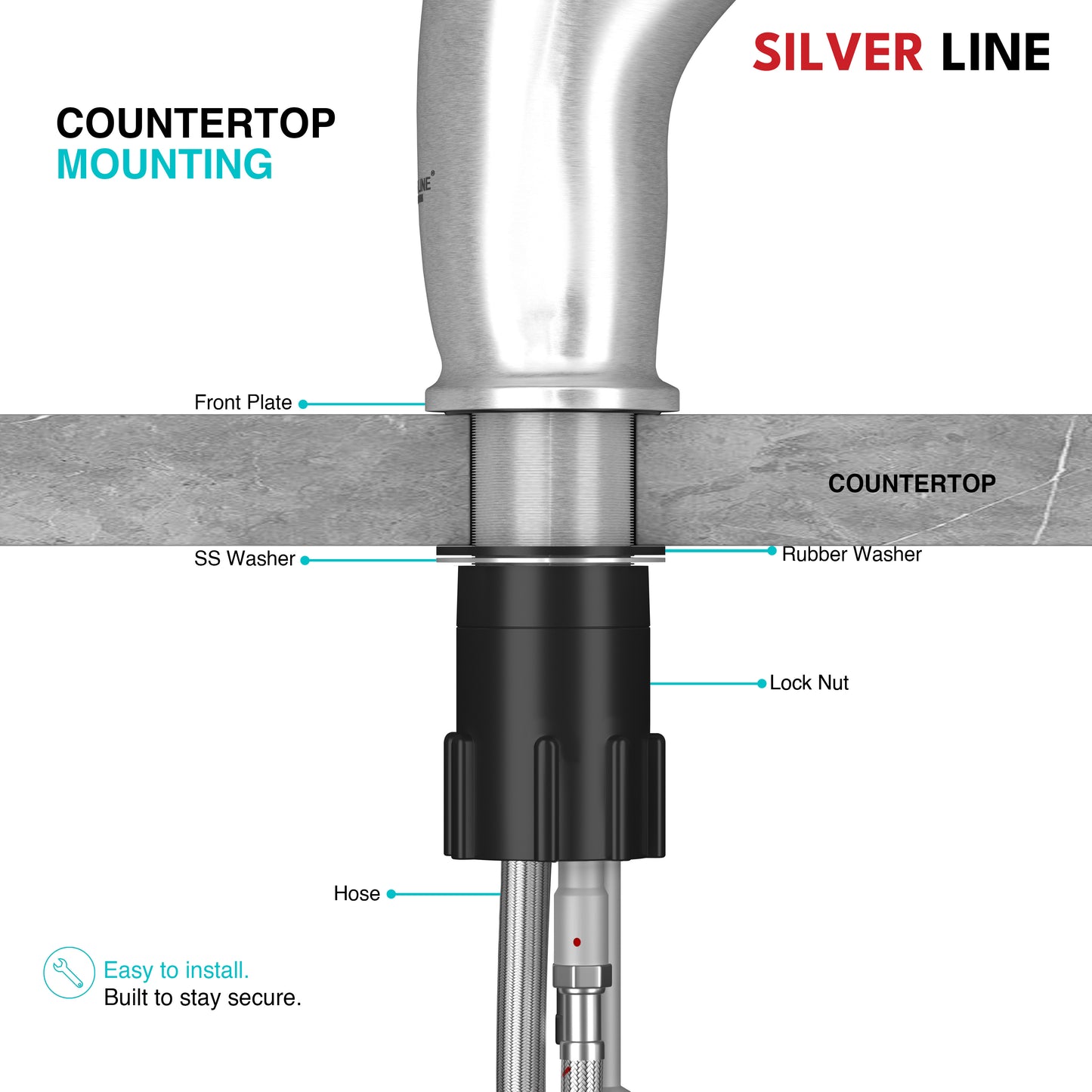 Swan Neck Pull-Down Kitchen Sink Faucet with Two-Function Spray Head - Silver Line
