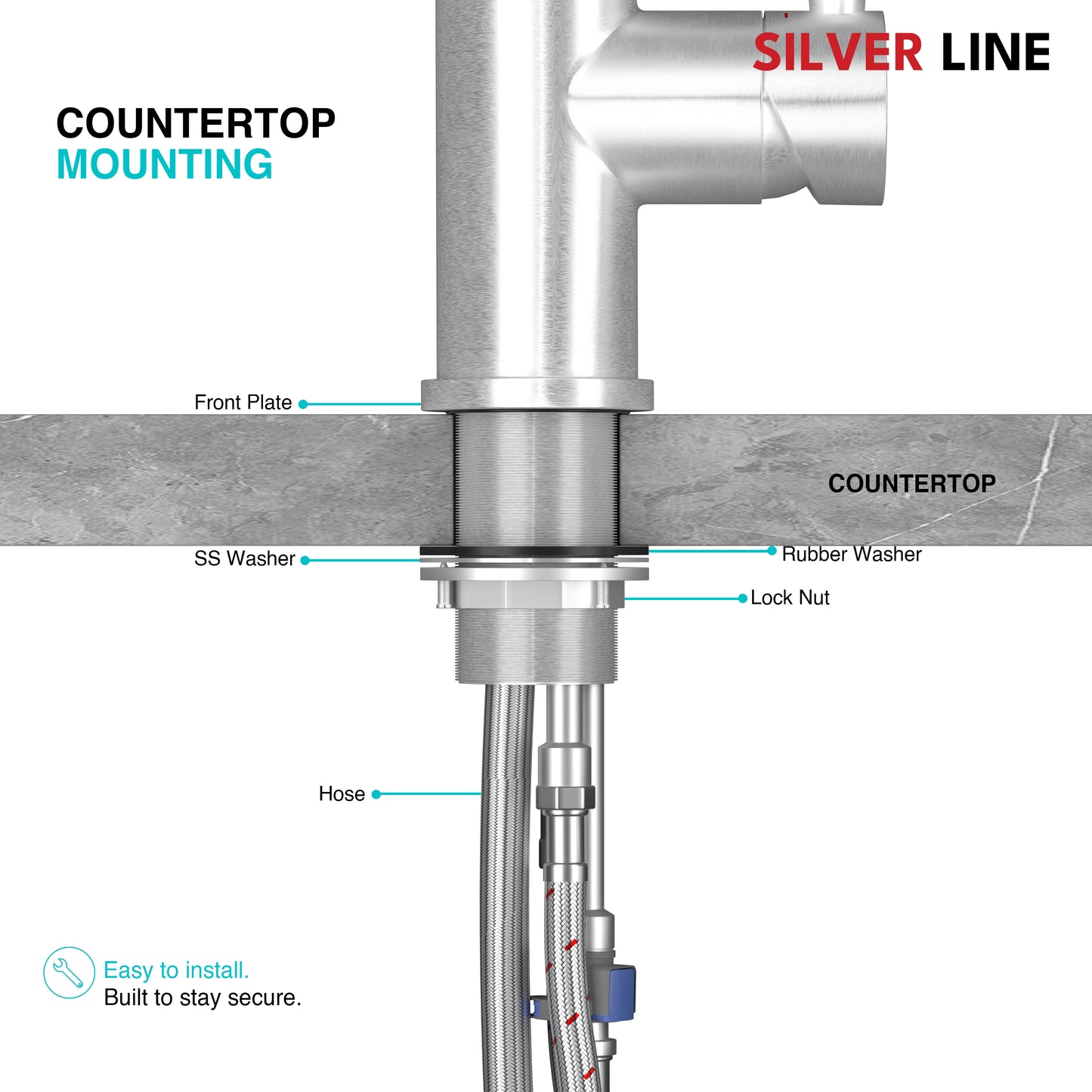 Gooseneck Pull-Down Kitchen Sink Faucet with Two-Function Spray Head - Silver Line