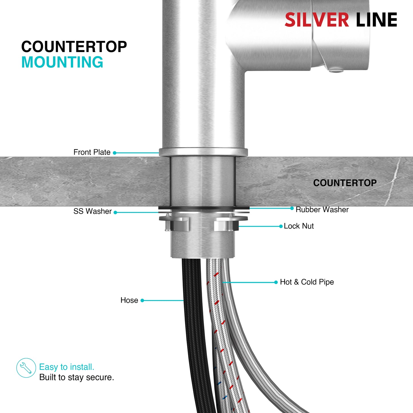 Pull-Out Kitchen Sink Faucet with Two-Function Spray Head - Silver Line