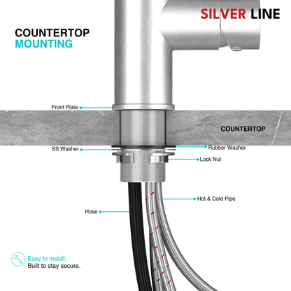 Pull-Out Kitchen Sink Faucet with Two-Function Spray Head - Silver Line