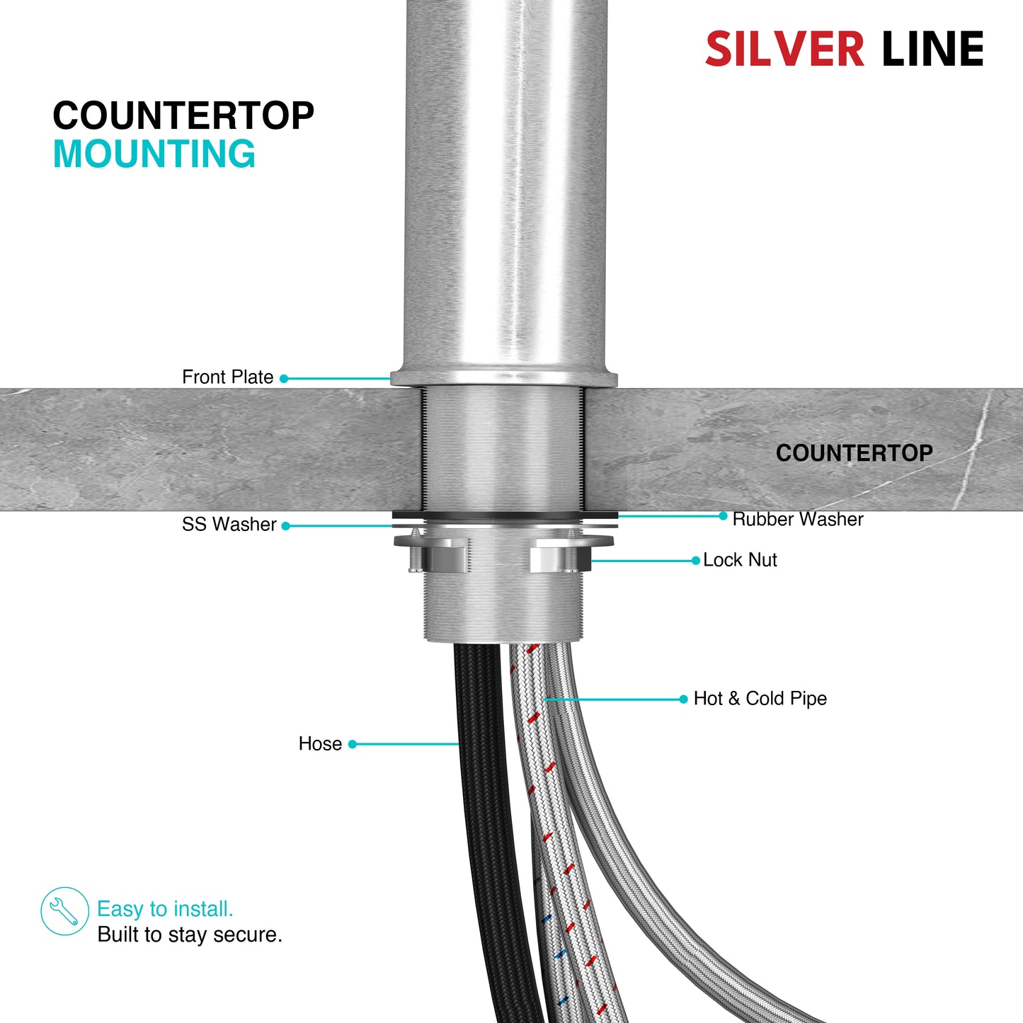 Angled Pull-Down Kitchen Sink Faucet with Two-Function Spray Head - Silver Line