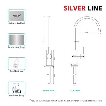 RO Fresh Water Kitchen Sink Faucet - Silver Line