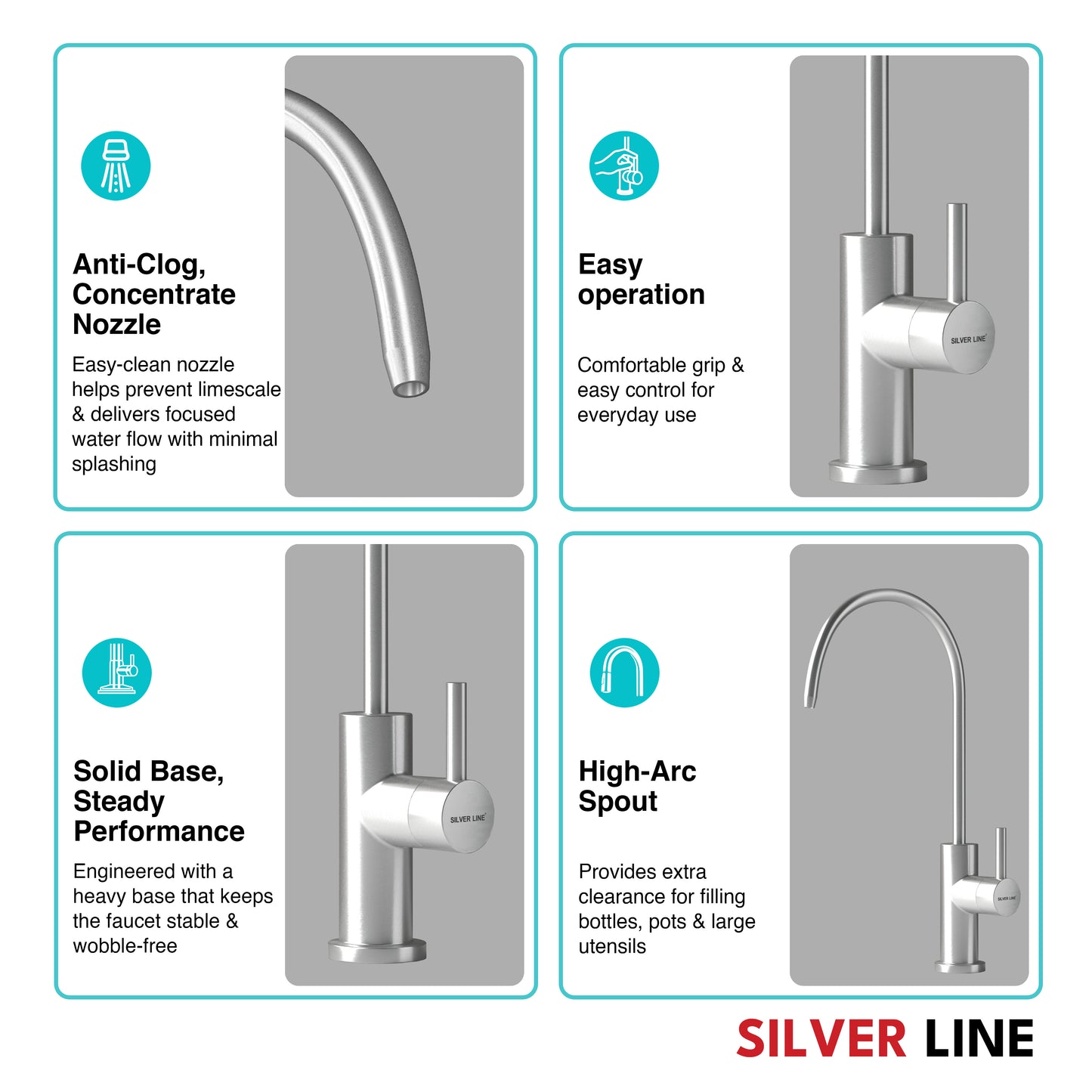 RO Fresh Water Kitchen Sink Faucet - Silver Line