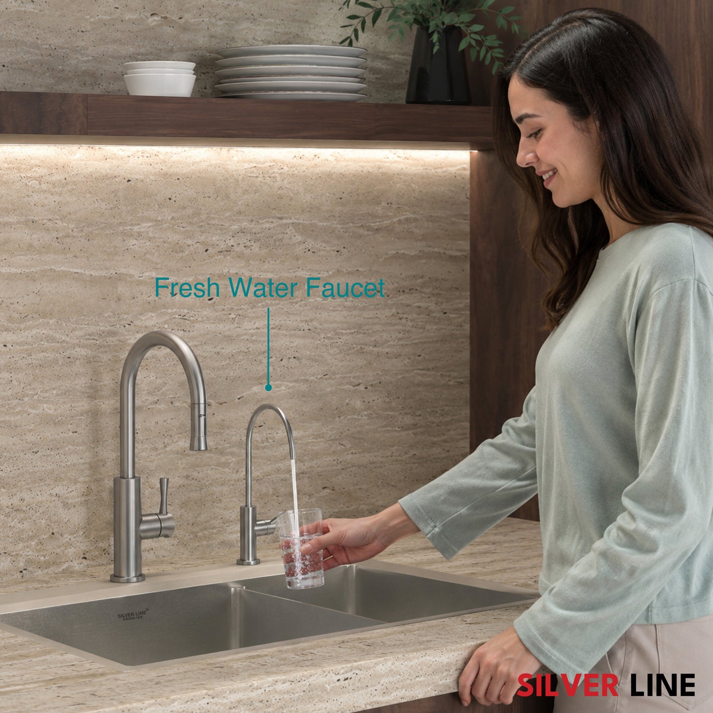 RO Fresh Water Kitchen Sink Faucet - Silver Line