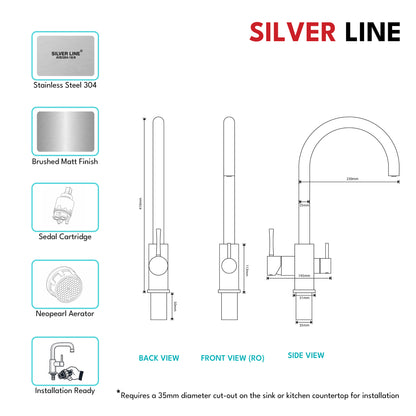 3 in 1 RO and Mixture Kitchen Sink Faucet - Silver Line
