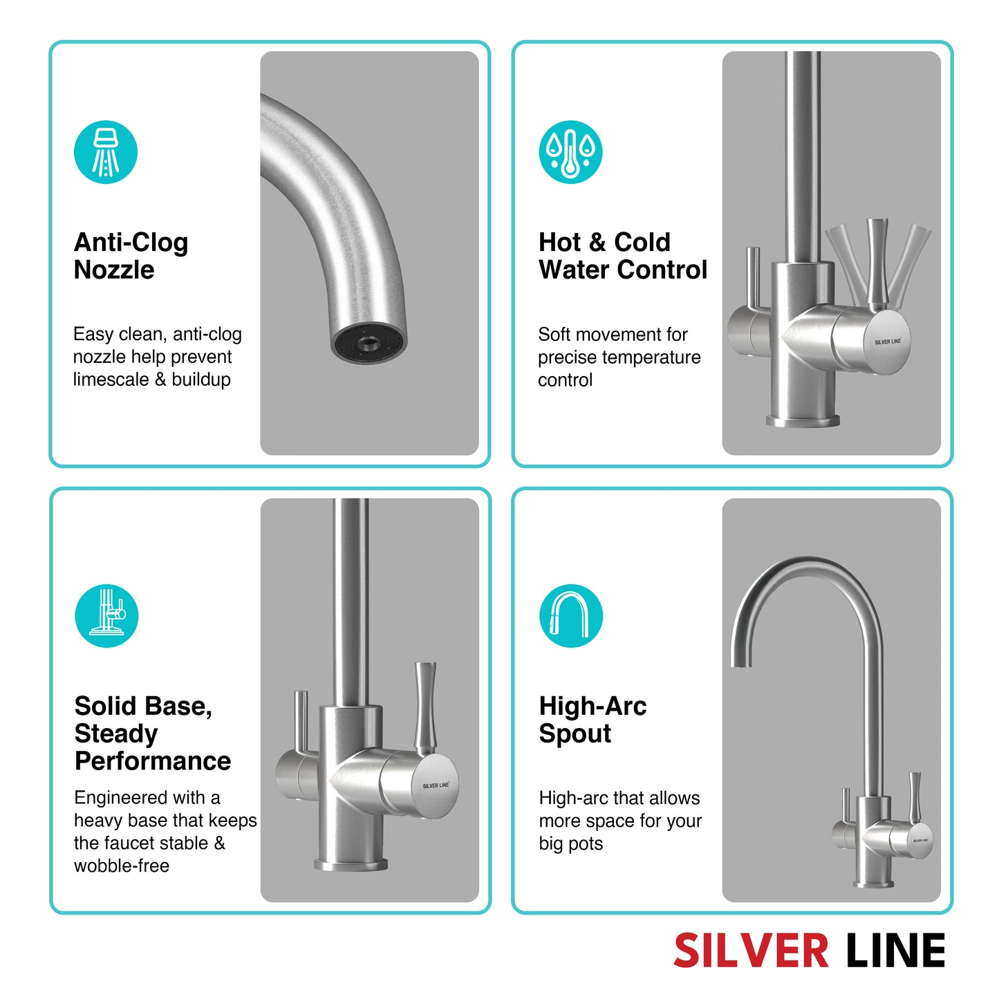3 in 1 RO and Mixture Kitchen Sink Faucet - Silver Line