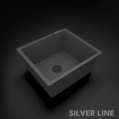 German Quartz Single Bowl Kitchen Sink - Slate (18" x 16" x 8")