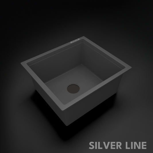 German Quartz Single Bowl Kitchen Sink - Slate (18" x 16" x 8")