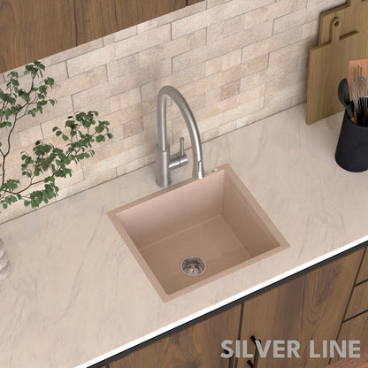 German Quartz Single Bowl Kitchen Sink - Cornflakes (18" x 16" x 8")