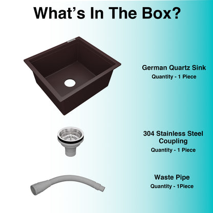 German Quartz Single Bowl Kitchen Sink - Coffee (18" x 16" x 8")