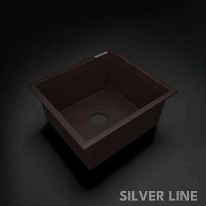 German Quartz Single Bowl Kitchen Sink - Coffee (18" x 16" x 8")
