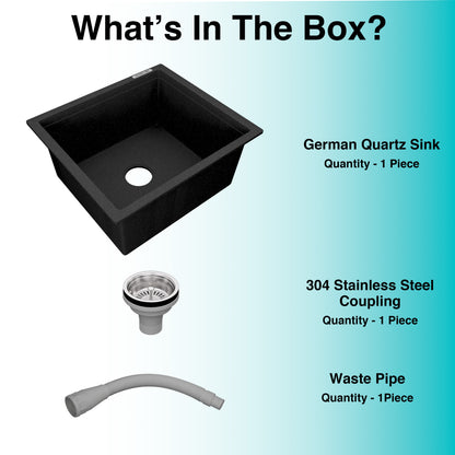 German Quartz Single Bowl Kitchen Sink - Starry Night (18" x 16" x 8")
