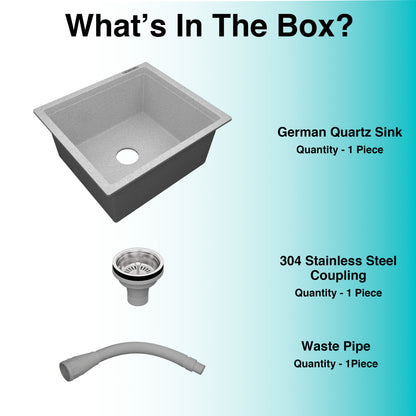 German Quartz Single Bowl Kitchen Sink - Crater (18" x 16" x 8")