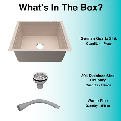 German Quartz Single Bowl Kitchen Sink - Cornflakes (18" x 16" x 8")