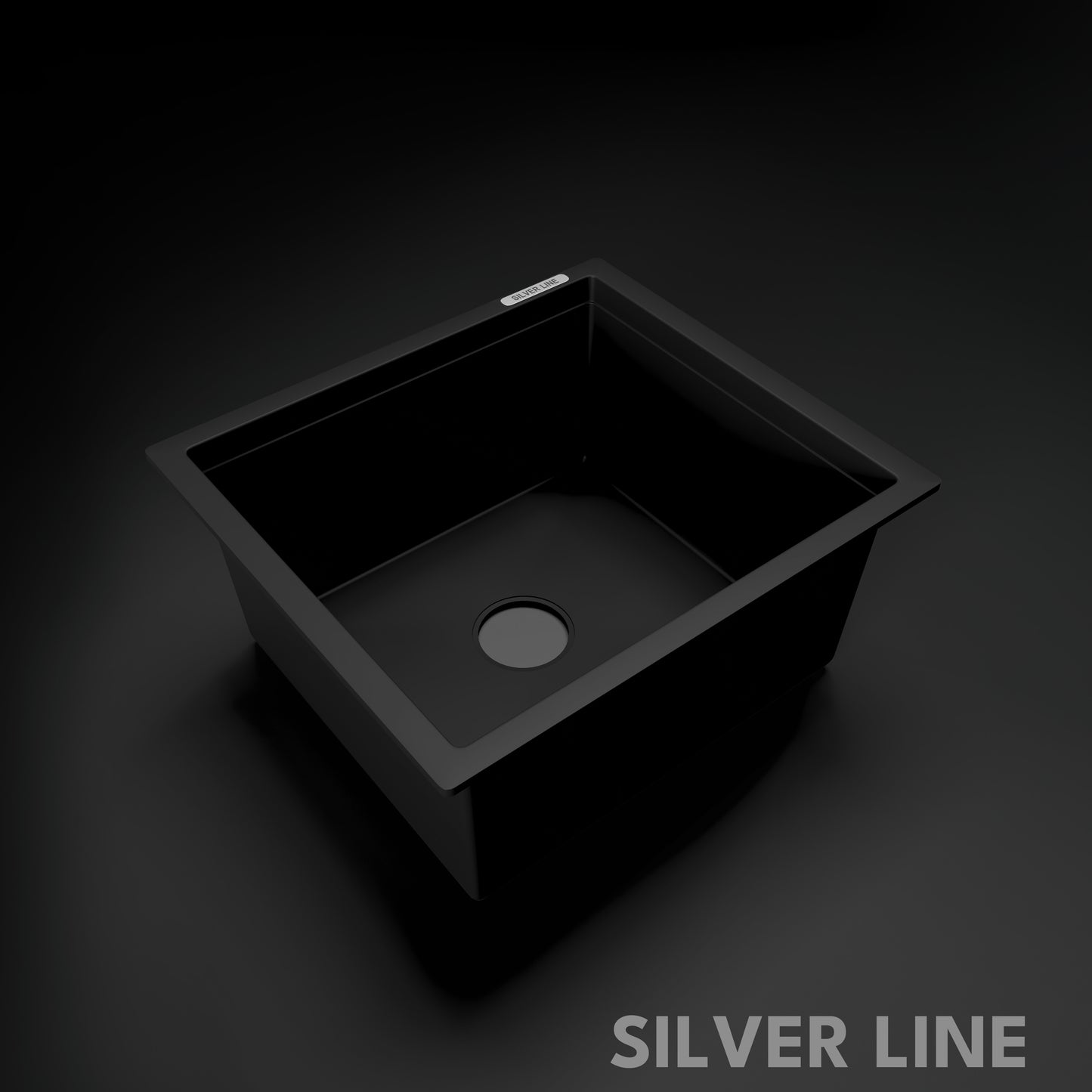 German Quartz Single Bowl Kitchen Sink - Midnight Black (18" x 16" x 8")
