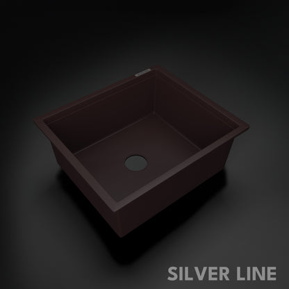 German Quartz Single Bowl Kitchen Sink - Coffee (21" x 18" x 8")