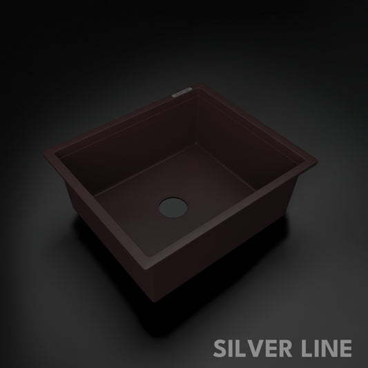 German Quartz Single Bowl Kitchen Sink - Coffee (21" x 18" x 8")