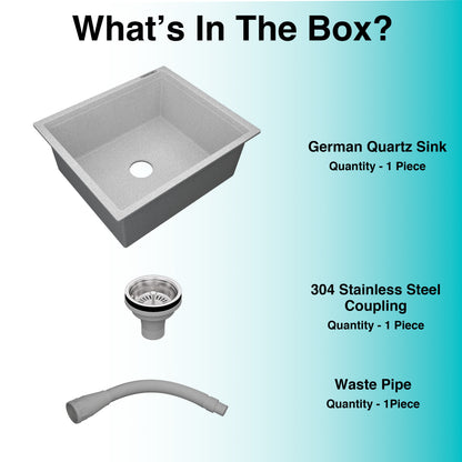 German Quartz Single Bowl Kitchen Sink - Crater (21" x 18" x 8")