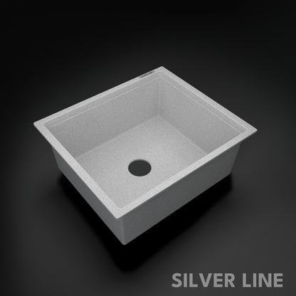 German Quartz Single Bowl Kitchen Sink - Crater (21" x 18" x 8")