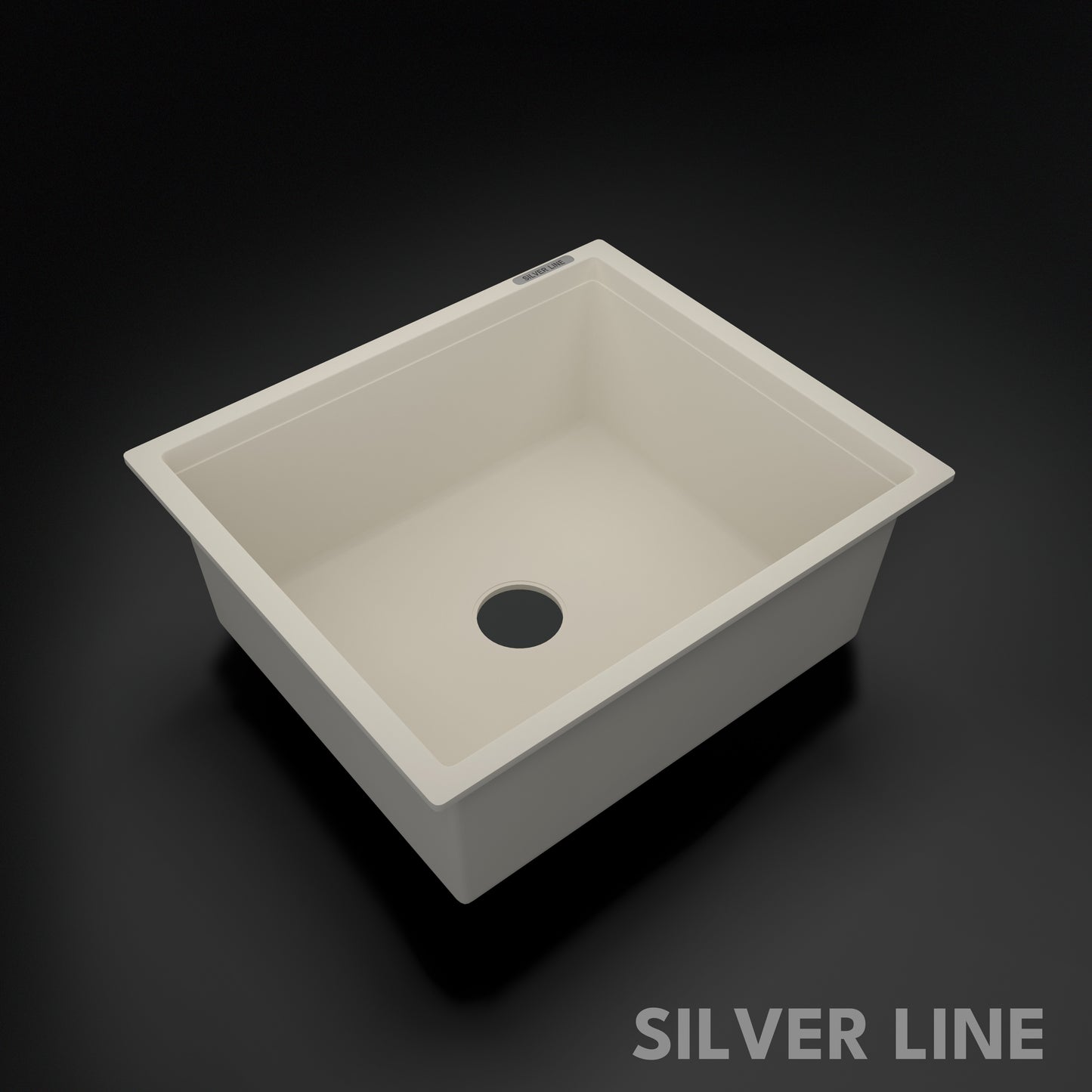 German Quartz Single Bowl Kitchen Sink - Ivory (21" x 18" x 8")
