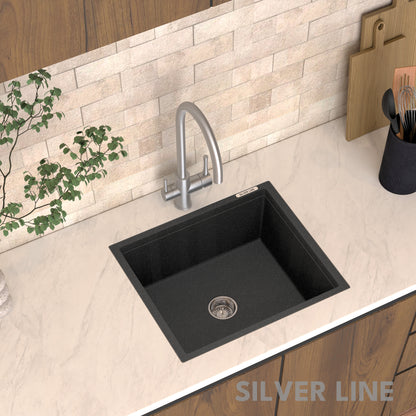 German Quartz Single Bowl Kitchen Sink - Starry Night (21" x 18" x 8")