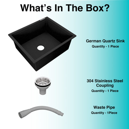 German Quartz Single Bowl Kitchen Sink - Starry Night (21" x 18" x 8")