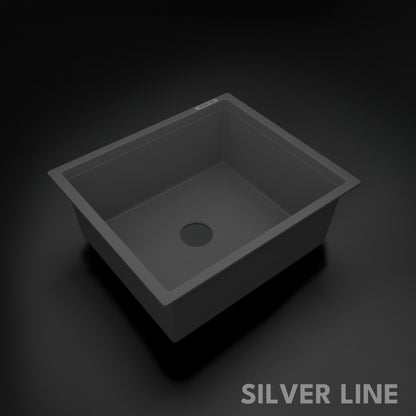 German Quartz Single Bowl Kitchen Sink - Slate (21" x 18" x 8")