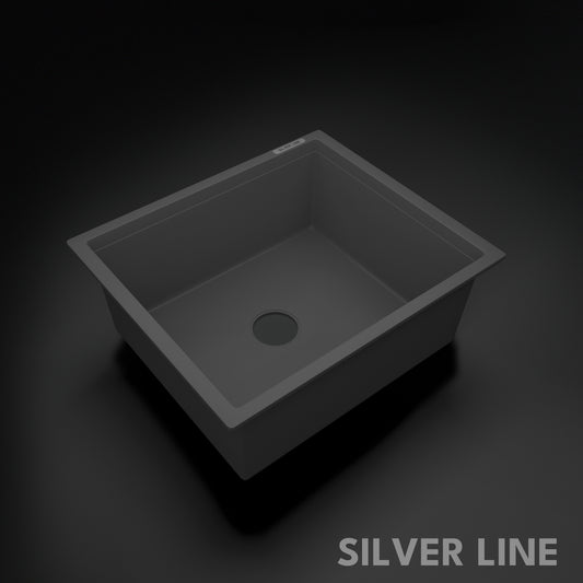 German Quartz Single Bowl Kitchen Sink - Slate (21" x 18" x 8")