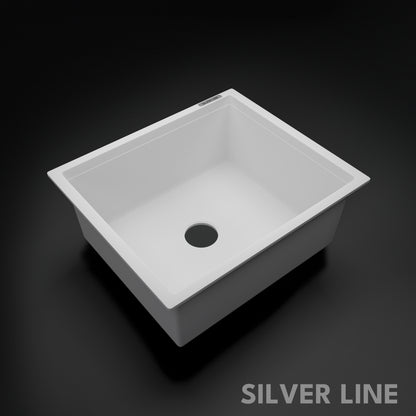 German Quartz Single Bowl Kitchen Sink - Snow White (21" x 18" x 8")