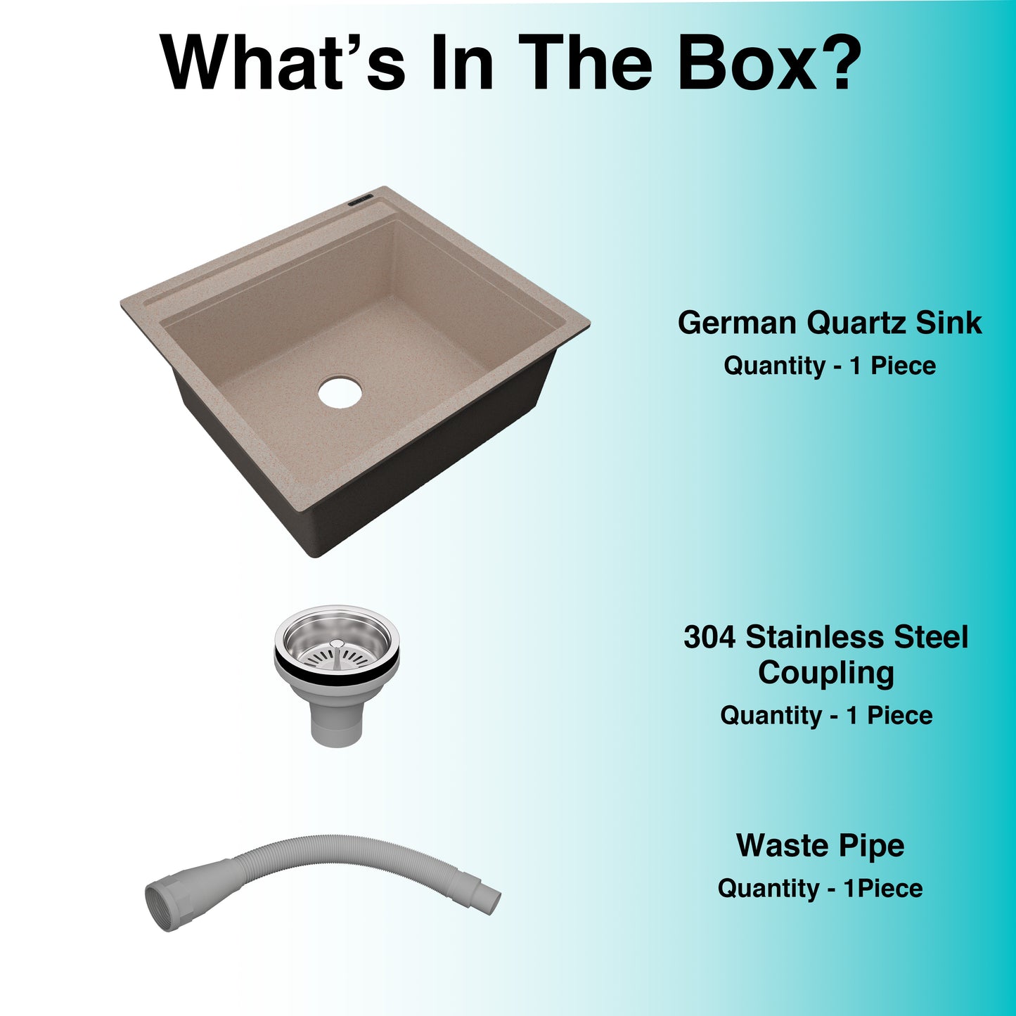 German Quartz Single Bowl Kitchen Sink with Faucet Deck- Cornflakes (22" x 20" x 8")