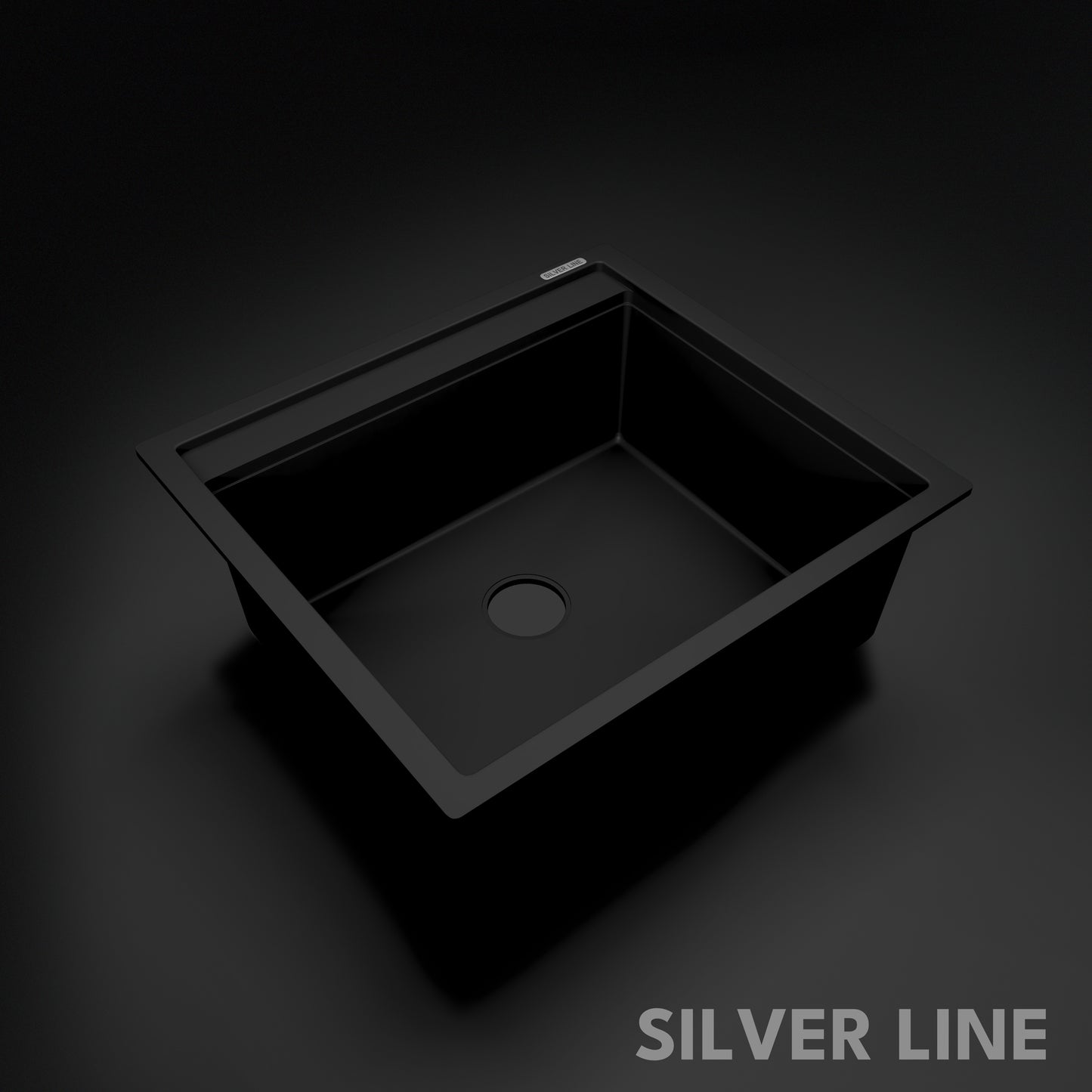 German Quartz Single Bowl Kitchen Sink with Faucet Deck- Midnight Black (22" x 20" x 8")
